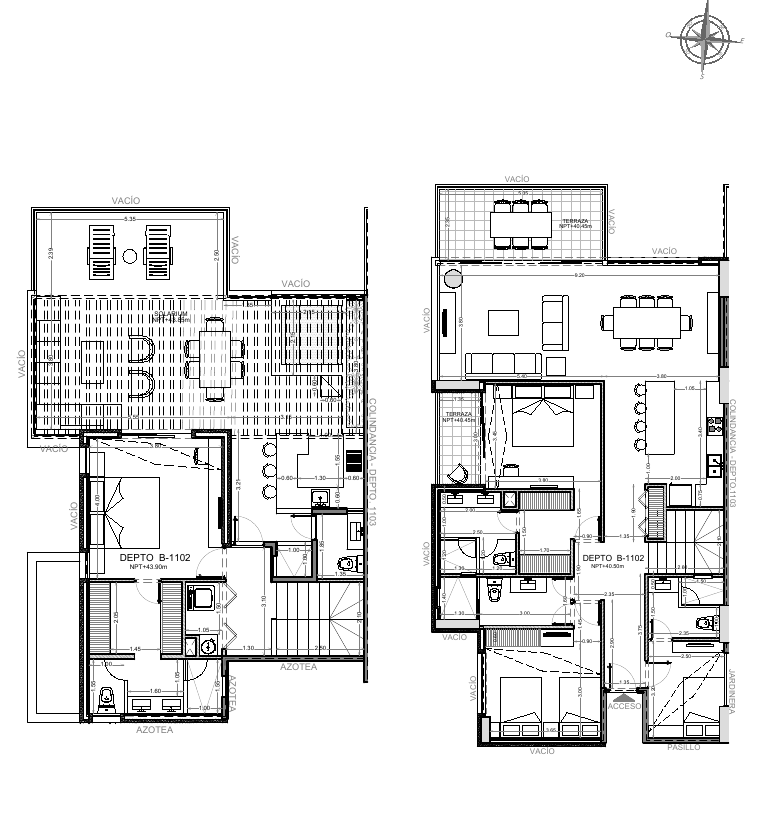Plano de la unidad B-1102 — Penthouse, vista Mar