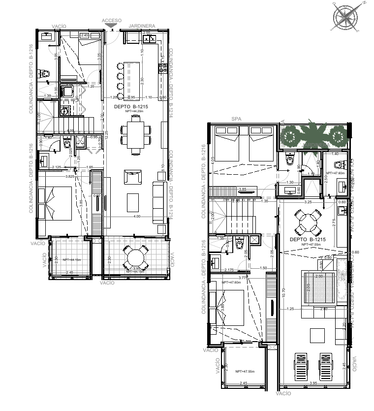 Plano de la unidad B-1215 — Penthouse, vista Marina