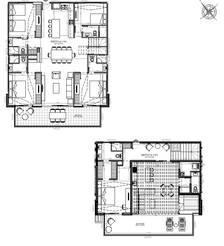 Plano de la unidad S-1101 — Penthouse, vista Marina