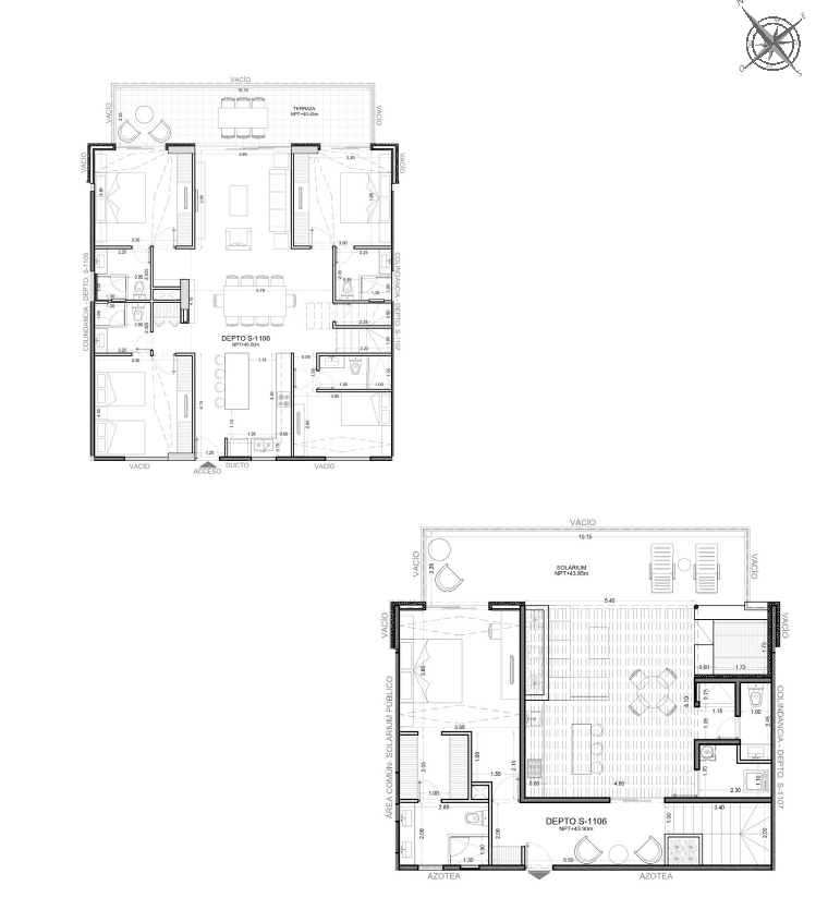 Plano de la unidad S-1106 — Penthouse, vista Mar